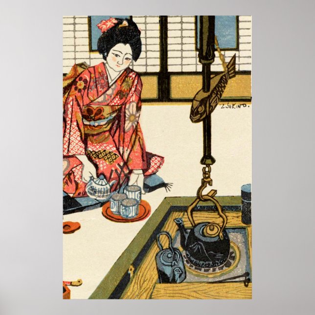 Poster Menina Derramando Chá Sekino Jun'ichiro 1946 (Frente)