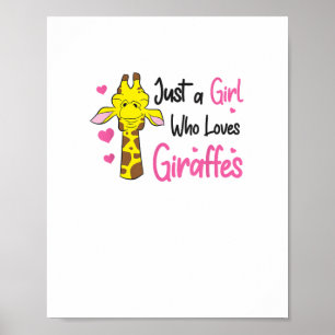 Poster Menina Divertida da Girafa Só uma Menina que Ama G