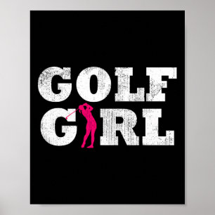 Poster Menina do Golfe Jogadora de Golfe Silhueta Esporte