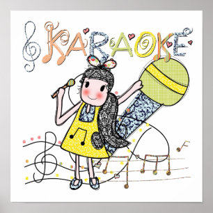 Pôster Menina do karaoke