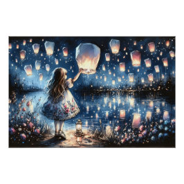 Pôster Menina do Lago de Lanterna Celeste Caprichosa