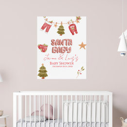 Poster Menina do Papai Noel Festa de Bebê Férias Chuvada 