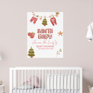 Poster Menina do Papai Noel Festa de Bebê Férias Chuvada