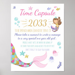 Poster Menina do sinal da cápsula do tempo do guestbook