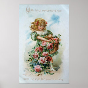 Pôster Menina do Victorian com rosas