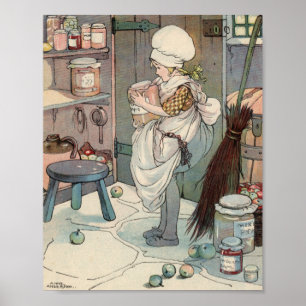 Poster Menina do vintage com doce e salmouras por Anne