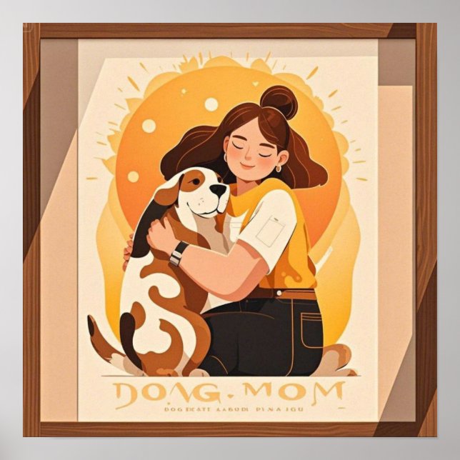 Poster Menina e cachorro se abraçam carinhosamente (Frente)