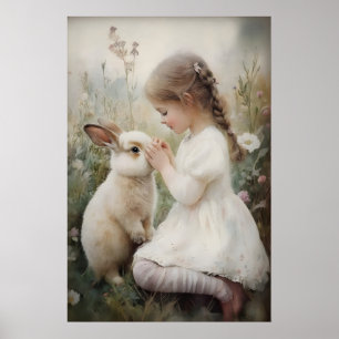 Poster Menina e Coelho Estampa de Bunny, Vila do Coelho d