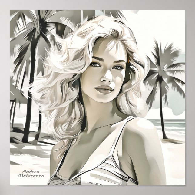 Poster Menina elegante em preto e branco (Frente)