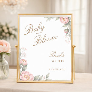 Poster Menina Em Flor Revelação Chá de Bebê Livros e Pres