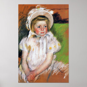 Poster Menina em um Bonnet Branco, Mary Cassatt
