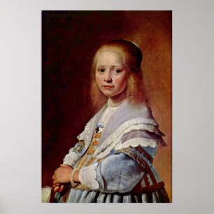 Pôster Menina em um vestido azul por Johannes Verspronck