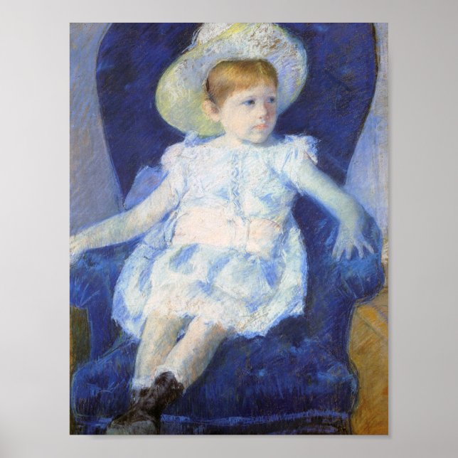 Poster Menina em uma cadeira azul, Mary Cassatt (Frente)