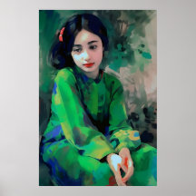 Menina em vestida verde