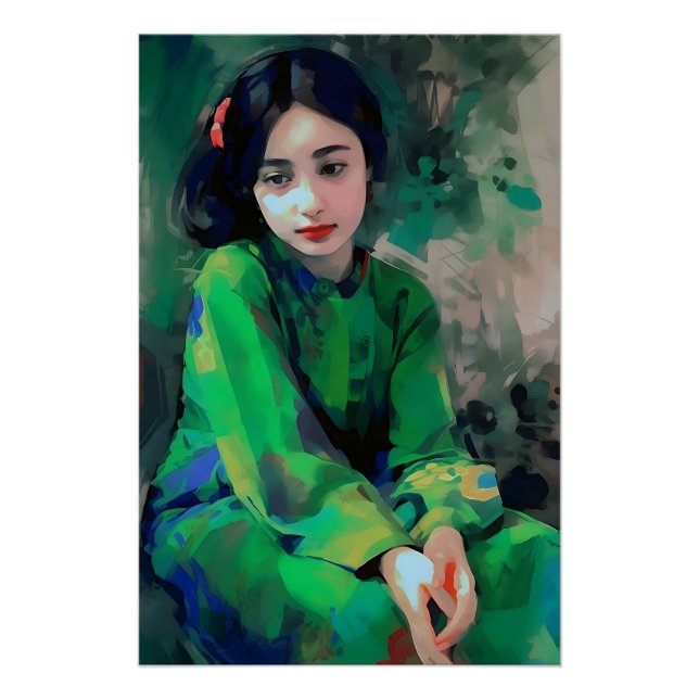 Pôster Menina em vestida verde (Frente)