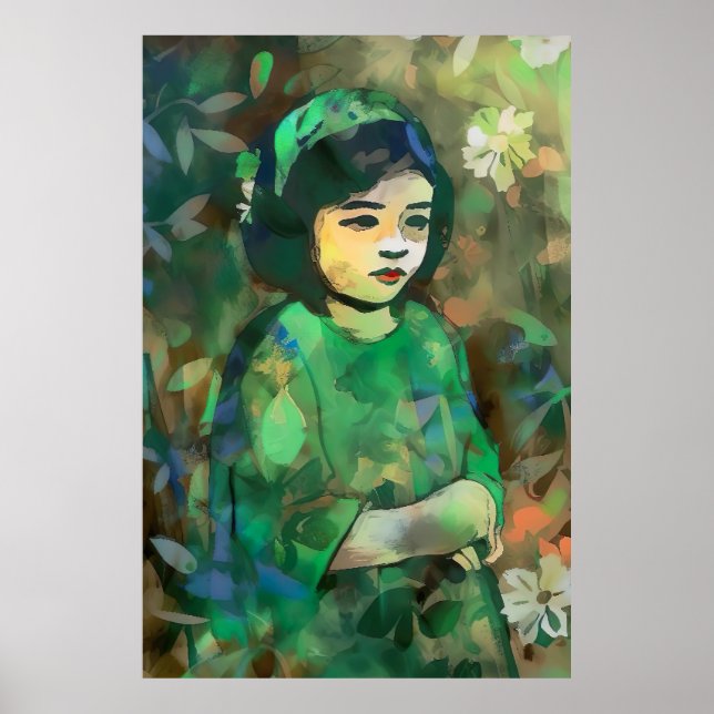 Poster Menina em vestida verde (Frente)
