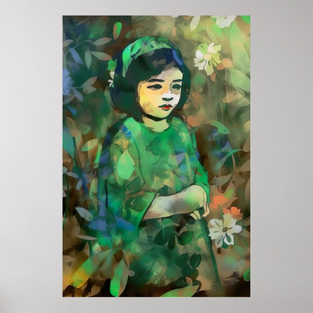 Poster Menina em vestida verde (Frente)