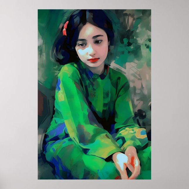 Poster Menina em vestida verde (Frente)