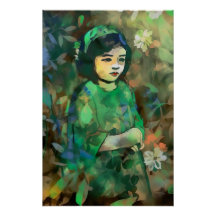 Menina em vestida verde