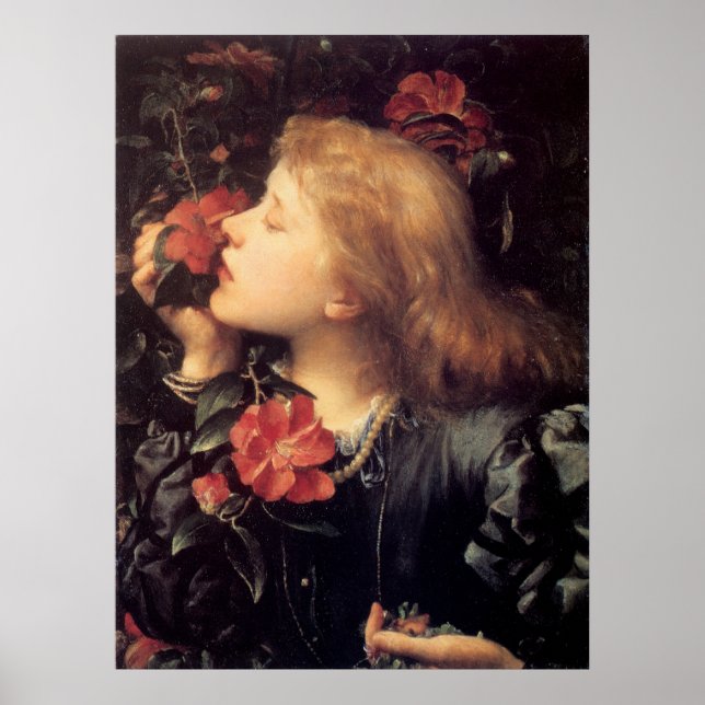 Poster Menina Escolhendo uma Flor Bonita (por G.F. Watts) (Frente)