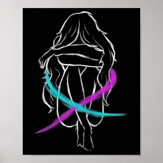 Poster Menina Está Chorando Protesto Suicida (Frente)