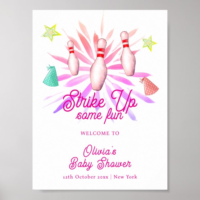 Poster Menina Faça um Strike no Boliche Chamada de Bem-vi (Frente)