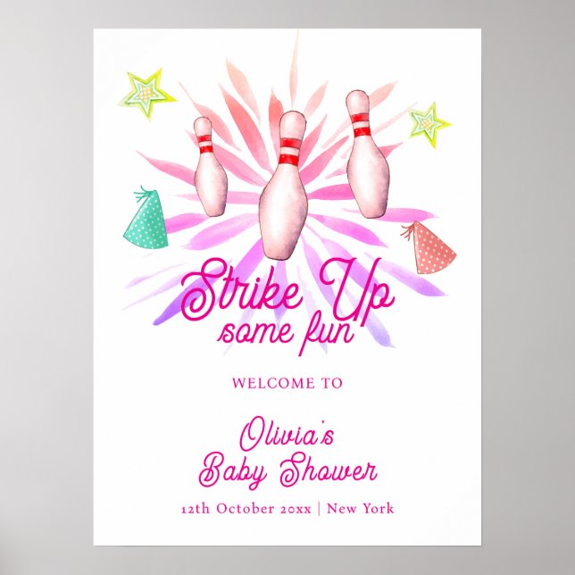 Poster Menina Faça um Strike no Boliche Chamada de Bem-vi (Frente)