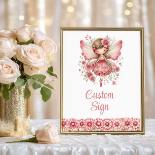 Poster Menina Fada Sonhadora Rubor Floral Aniversário Ass