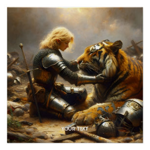 Pôster Menina Fantasia Fofa Tigre Ferido