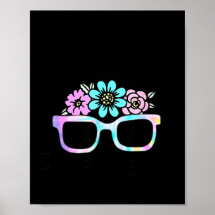 Poster Menina feliz com óculos tie dye cara de coelho fof