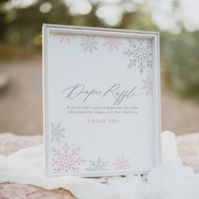 Poster Menina Floco de Neve Rosa Cartaz de Sorteio de Fra (Criador carregado)