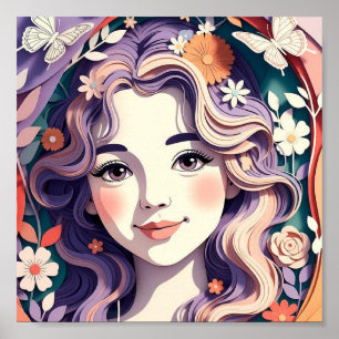 Poster Menina Floral Sonhadora Petite