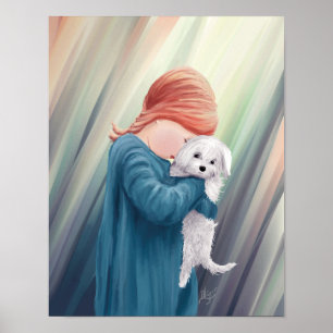 Pôster Menina Fofa com Cachorro
