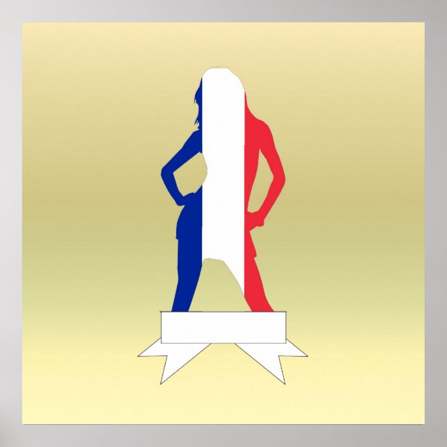 Poster Menina francesa em fundo de ouro (Frente)