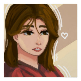 Pôster Menina Gira Simples Arte Digital Desenhada