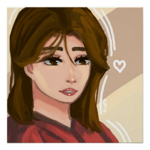 Pôster Menina Gira Simples Arte Digital Desenhada