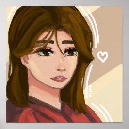 Poster Menina Gira Simples Arte Digital Desenhada