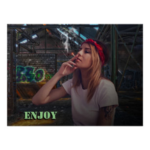 Pôster Menina gostando de fumaça