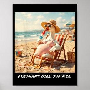 Poster menina grávida verão ganso praia