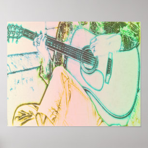 Pôster Menina & guitarra