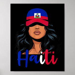 Poster Menina Haitiana Bandeira do Haiti Mulheres Haitian