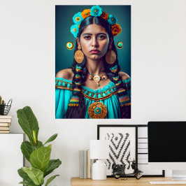 Poster Menina inca de vestido tradicional