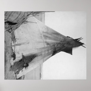 Pôster Menina indiana nova de Oglala com o filhote de