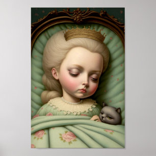 Poster Menina inocente doce berçário dormindo 