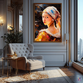 Poster Menina Inspirada no Impressionismo com uma Pérola
