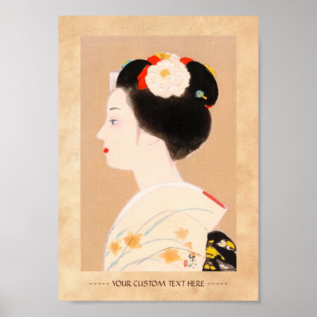 Pôster Menina japonesa Maiko em kimono senhora geisha (Frente)