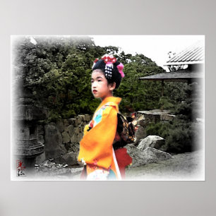 Pôster Menina japonesa na casa de chá