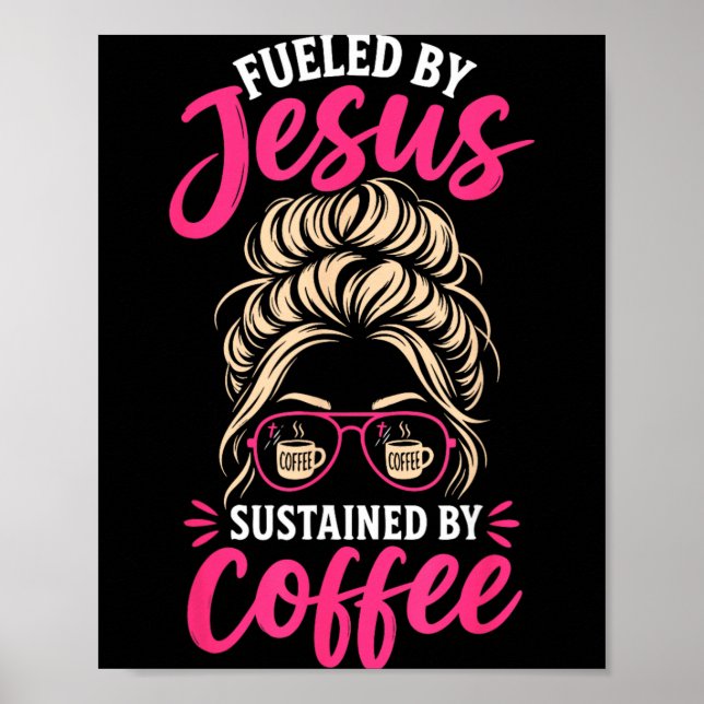 Poster Menina Jesus Café Mulheres Fé Cristã Crente (Frente)