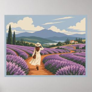 Poster Menina Lavanda Vintage Tasmania Viagem