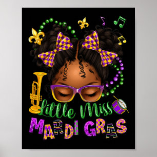 Poster Menina Mardi Gras Afro Messy Bun Girls Kids N